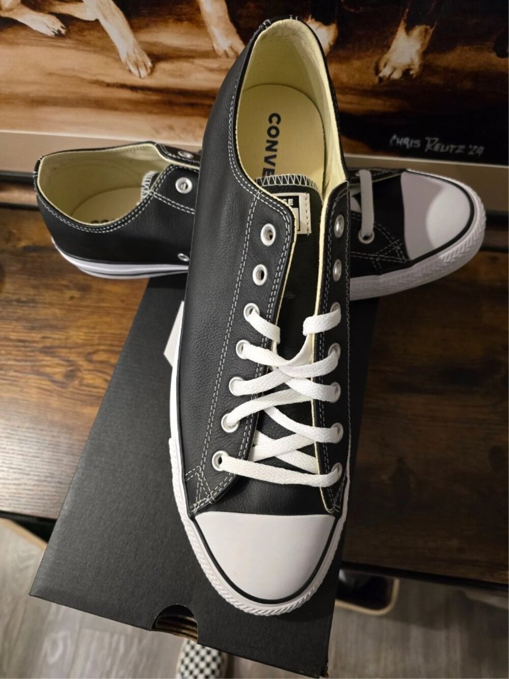 Converse Chuck Taylor All Star Classic Leather Low Black 132174C Shoes Mens 10.5